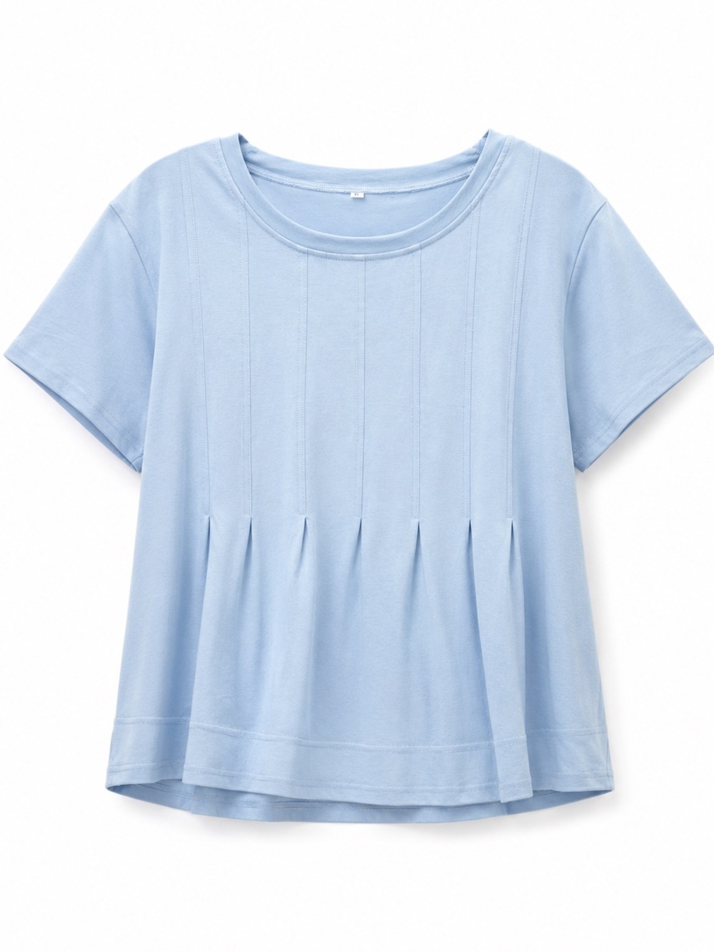 Light Blue Short Sleeve Pleated Top Size XL New Without Tags